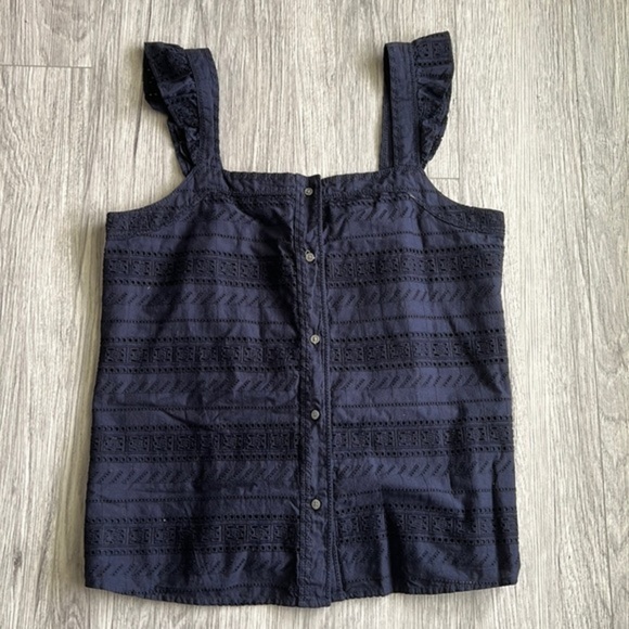 LOFT Eyelet‎ Ruffle Tank Top Size LP - Picture 2 of 10